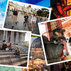 collage images of different students traveling in different countries