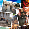 Image of cities in Europe in a postcard collage 